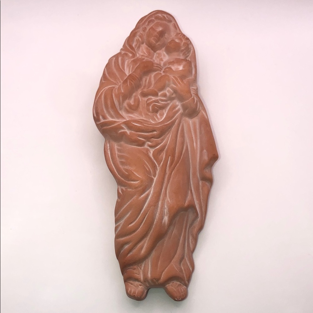 Terracotta Religious Wall Art  Virgin Mary Madonna with baby Jesus
